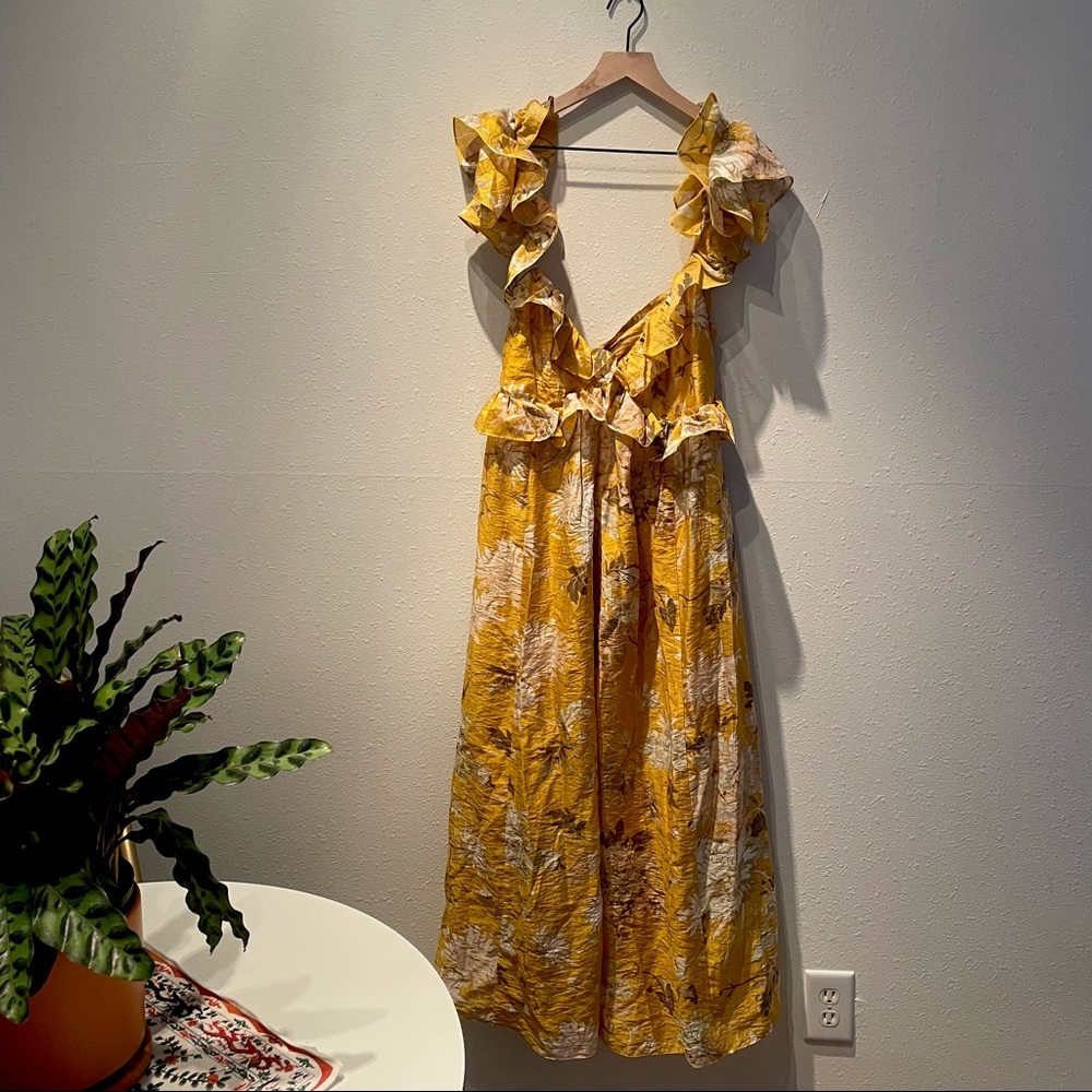 NWT Mustard Yellow Lyocell-blend Flounced Dress HM